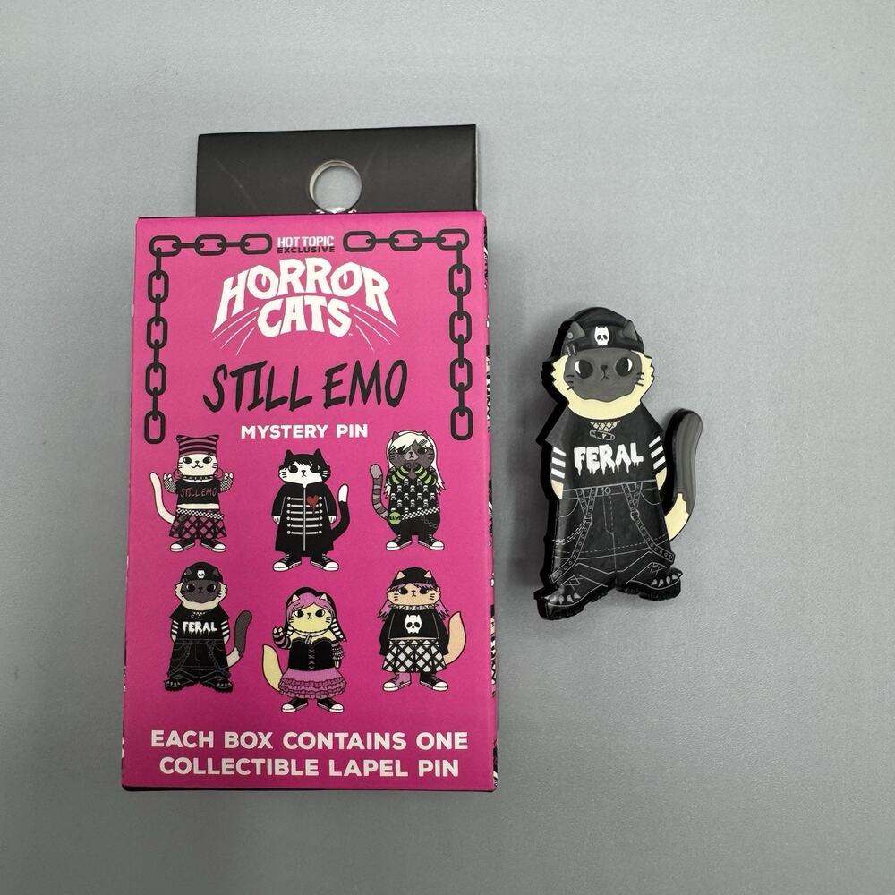 Horror Cats Still Emo Blind Pin New Open Box FERAL Punk Style Bearded Cat